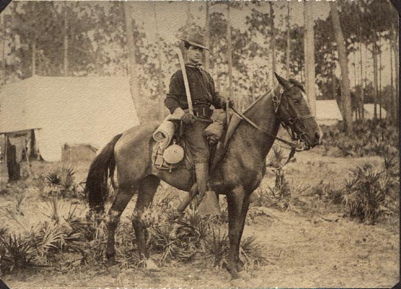 [ Rough Rider Frederick Wilson Hawes in 1898 -- click to enlarge the picture and hear the horse ]